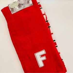 St. Nicholas Square Red Hand Towels with F Design